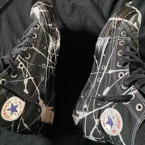 Converse Black, White, & Gray Splatter High-Tops